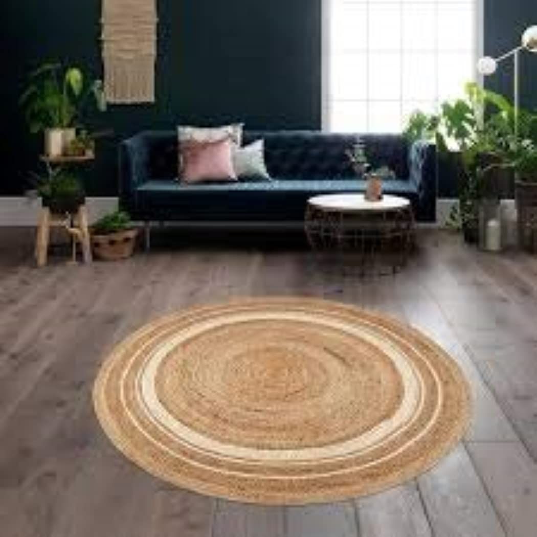 AIESY®  Beautiful Handwoven Jute Reversible Round Rug