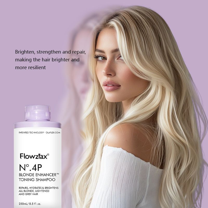 Flowzia N°4P Blonde Enhancer Toning Shampoo, Purple Shampoo for Blonde & Grey Hair, Repair Hydrate Hair, 250ml