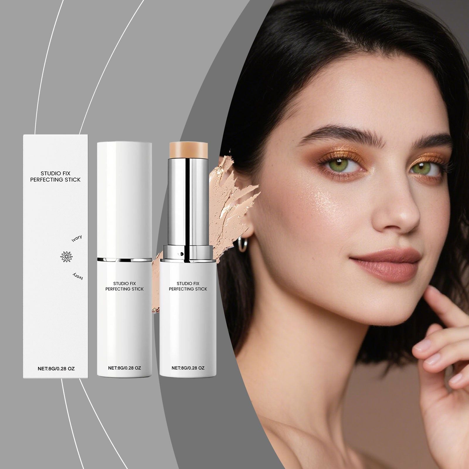Brightening Stick Concealer Foundation, Natural Makeup, Long-lasting, Flawless Skin ,8g