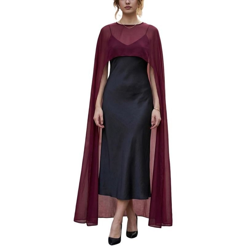 Ivory Chiffon Cape Shawl for Women Wedding Evening Dress