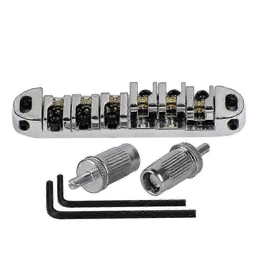 Chrome Metal Plated Roller Saddle Tune-o-matic Bridge For Les Pl Style Electric Guitar Replacement