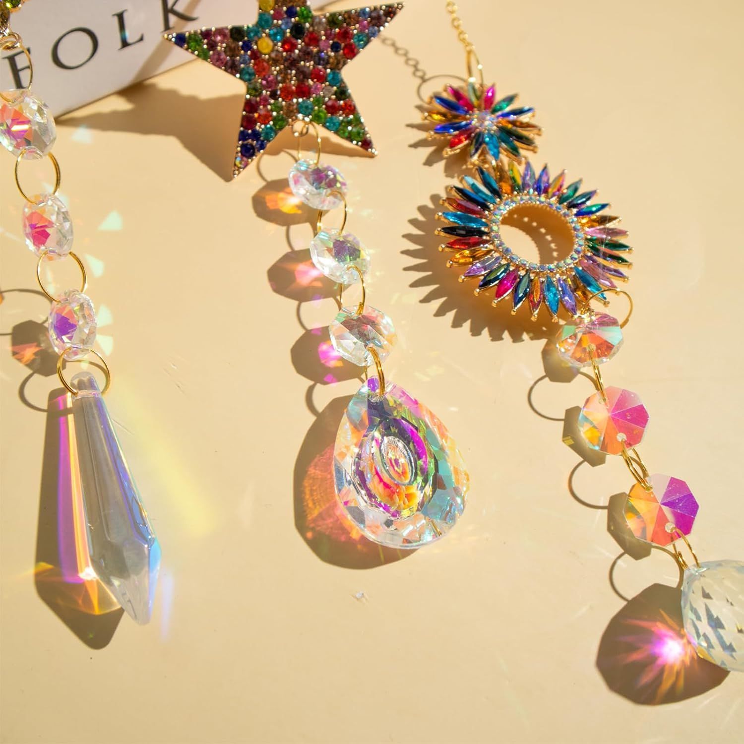 3pcs Crystal Suncatchers Windows Stained Glass Hanging Ornaments Rainbow Light Catchers
