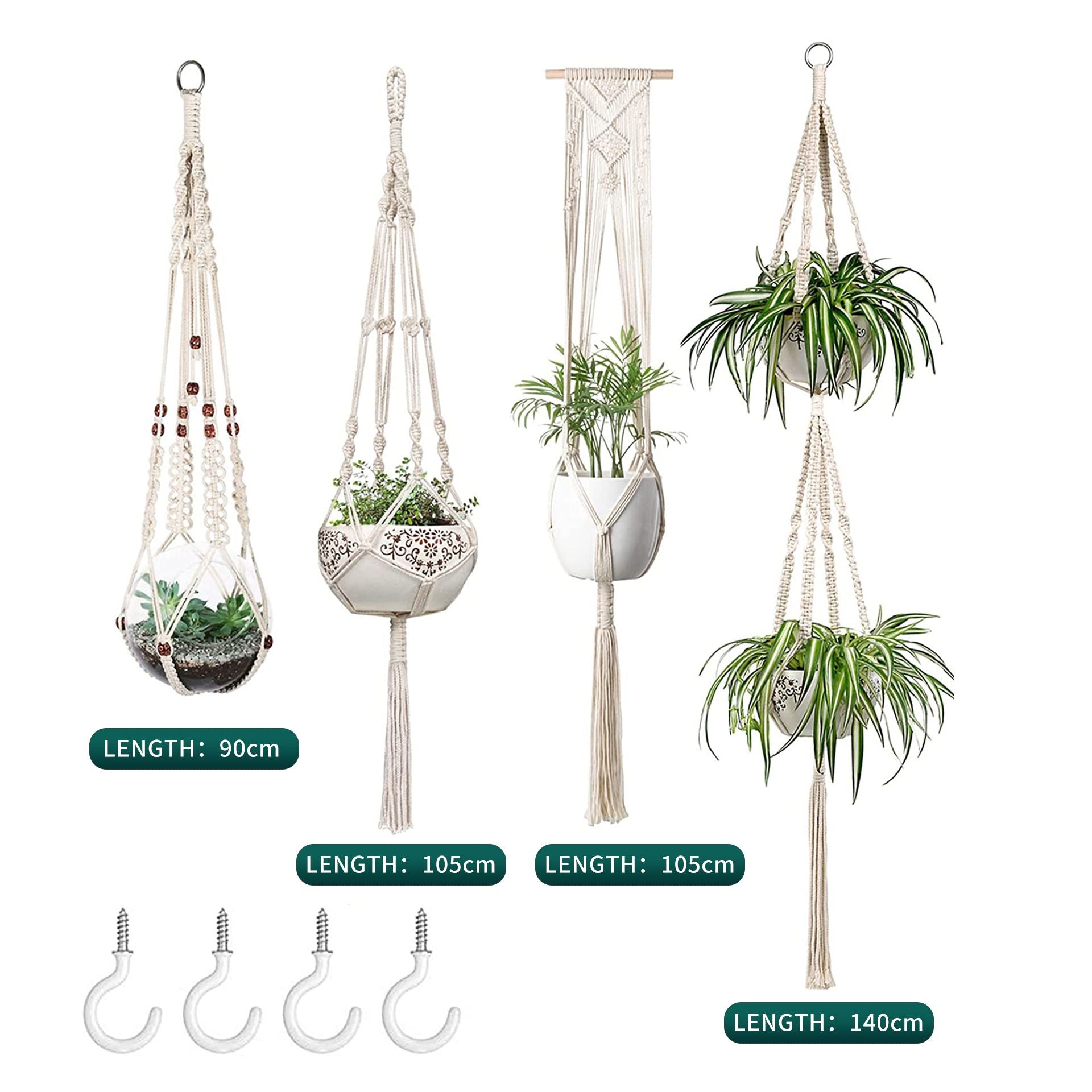 4pcs Macrame Plant Hangers Hanging Planter Basket Hanging Plant Holder