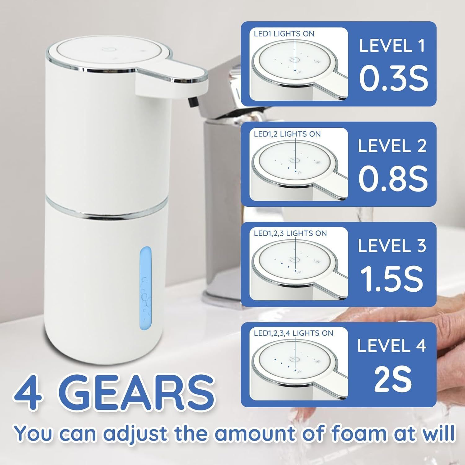 Foaming Soap Dispenser USB Rechargeable Automatic Soap Dispenser for Bathroom Kitchen