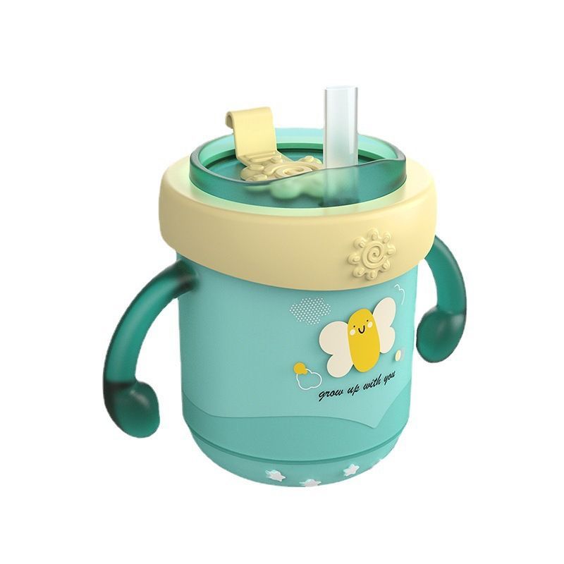 Baby Milk Cup Sippy Cup Milk Bottle Stainless Steel Drinking Mug 300ml