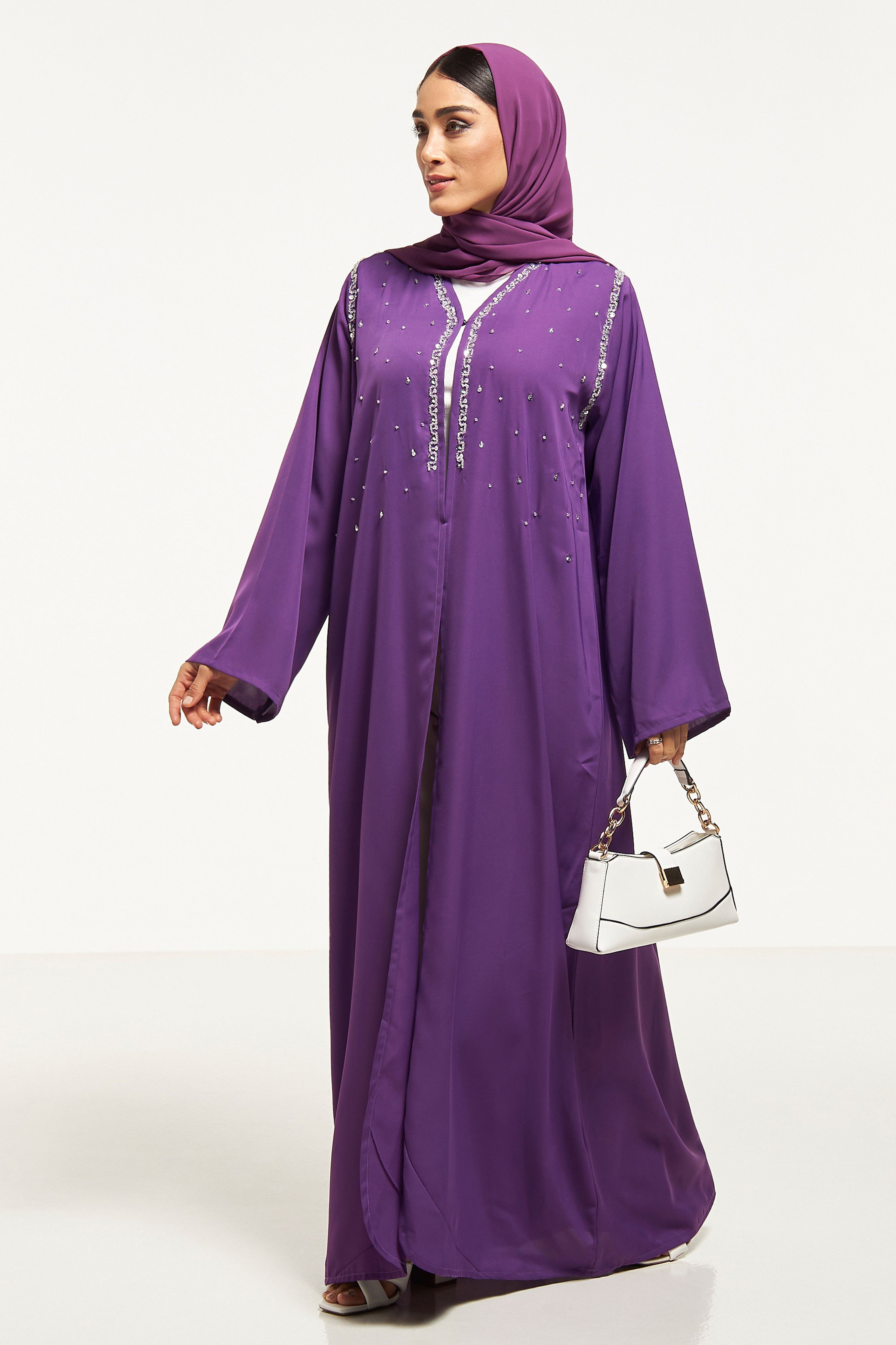 MOiSTREET Embellished Abaya with Sheila