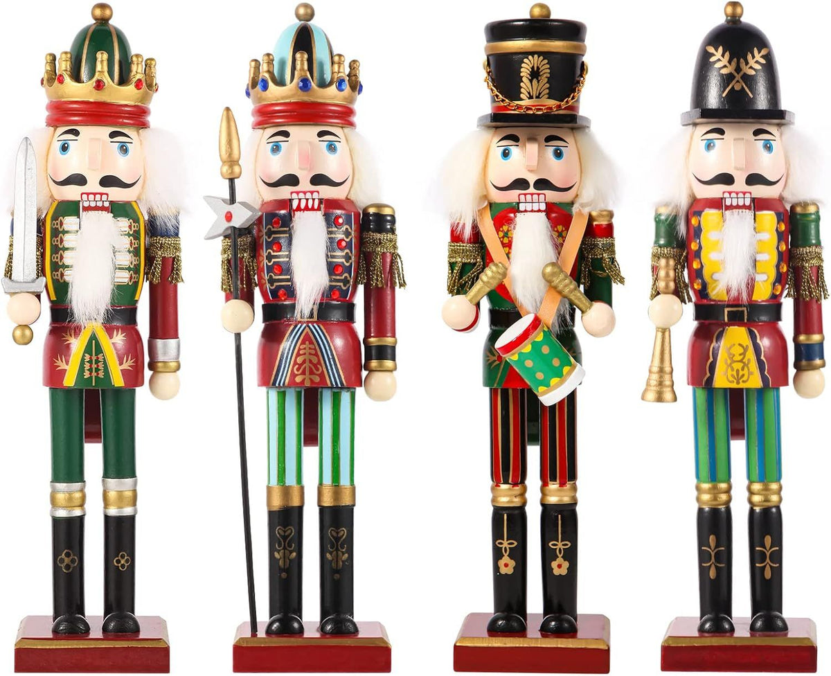 4pcs Traditional Painted Wooden Nutcracker Soldier Christmas Decorations Gift
