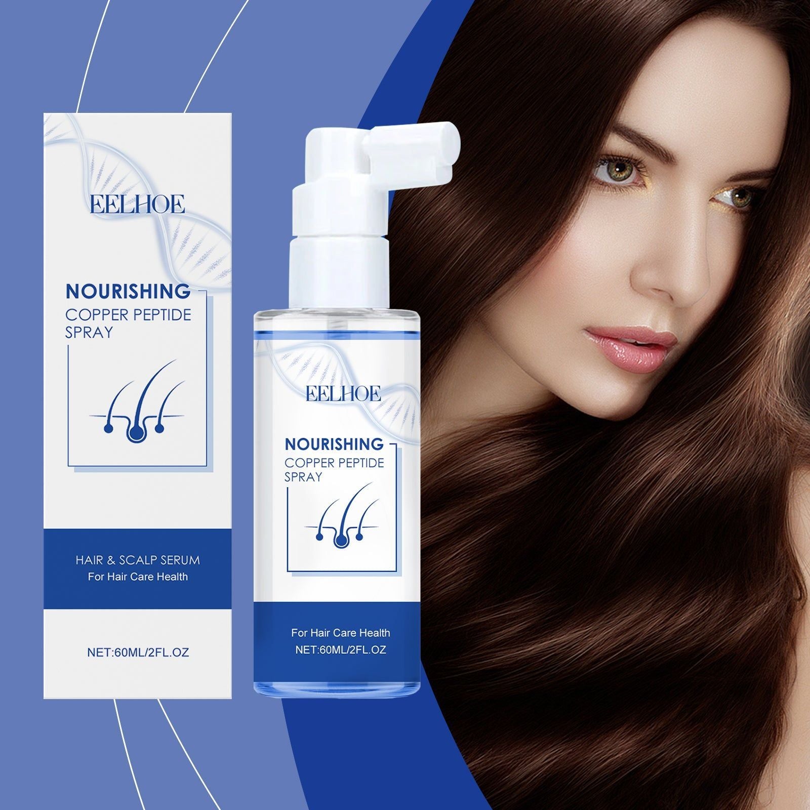Blue Copper Peptide Hair Care Spray, Hair Growth, Anti-Hair Loss, Nourishing Treatment ,60ml