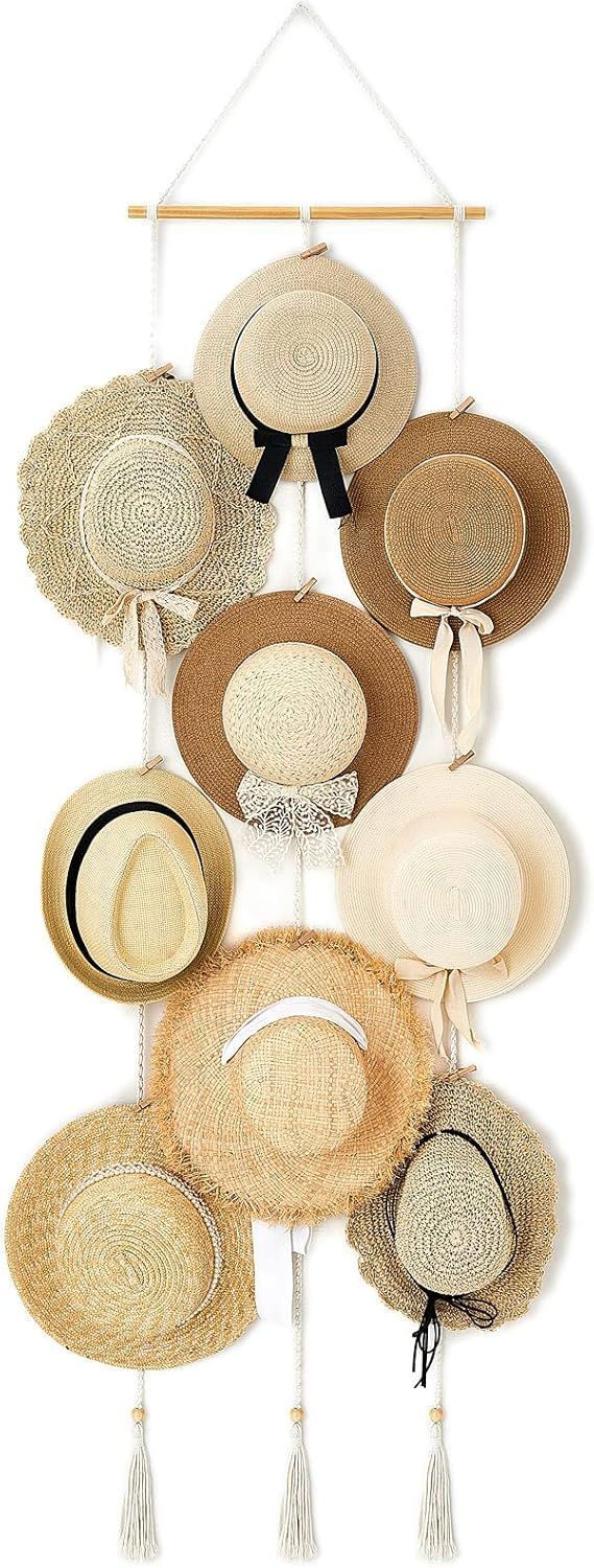 Hat Rack Hat Hangers for Wall Boho Caps Storage Organizer Hat Display Holder