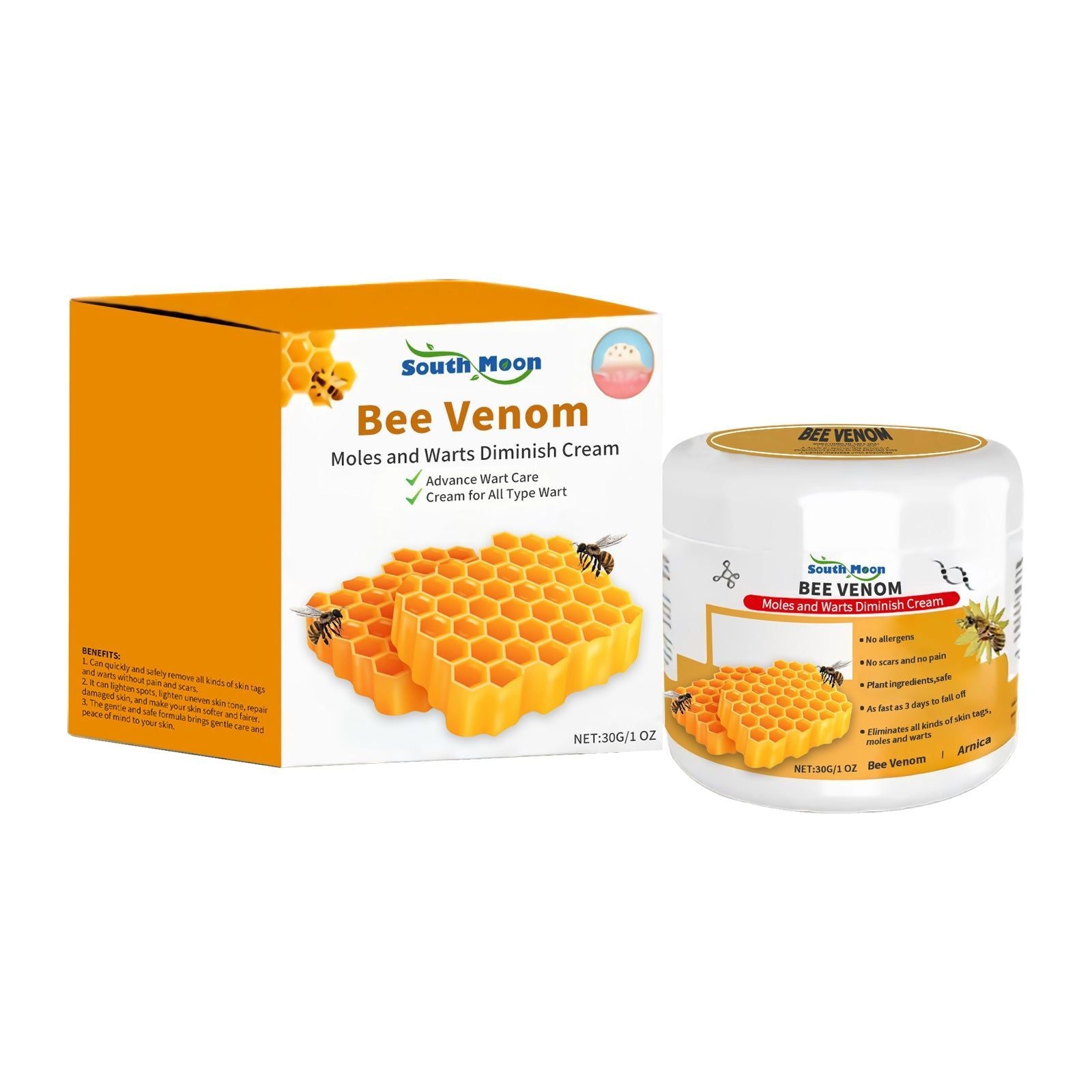 Bee Venom Body Care Cream, Skin Repair, Smooth, Tender, Wart & Label Removal ,30g