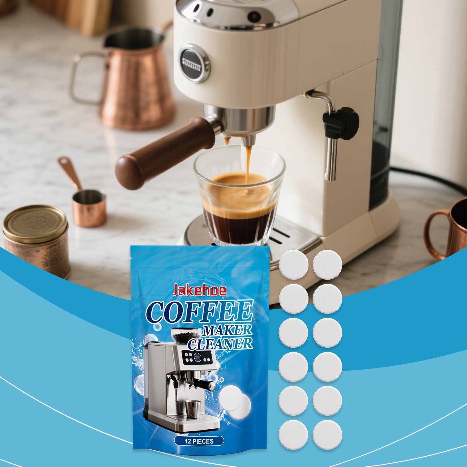 Coffee Machine Cleaning Tablets, Deep Household Cleaning, Scale & Oil Removal ,12pcs