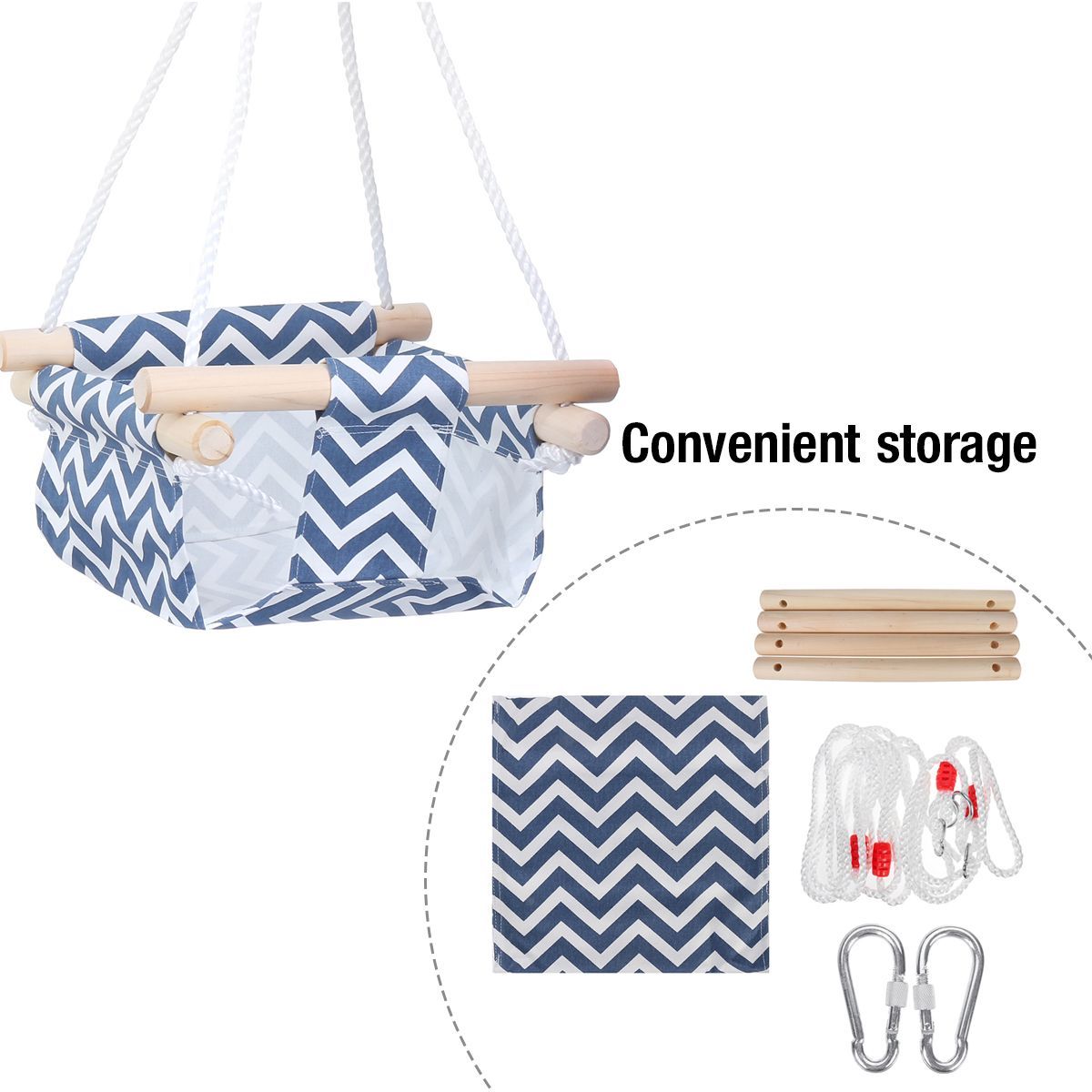 Baby Hanging Swing Seat Wooden Canvas Baby Swing Chair Outdoor Baby Hammock Toddler Toy
