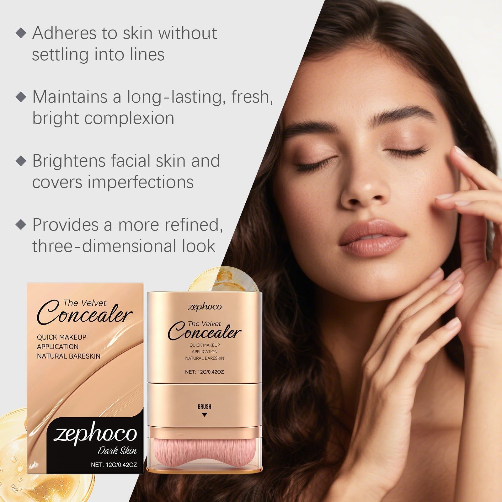 Dark Skin Concealer Foundation Stick, Moisturizing, Natural Face Makeup, All Skin Types ,12g