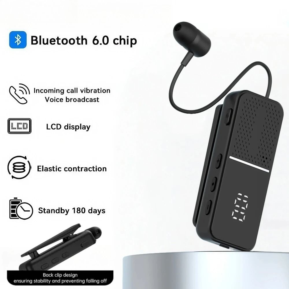 L5 Lavalier Business Bluetooth 6.0 Headphone Wireless LED Digital Display Headset