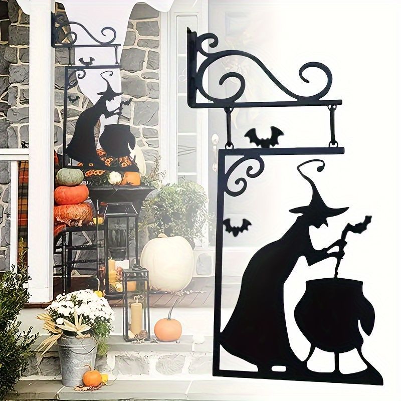 Halloween Witch Wall Decoration Metal Silhouette Wall Art Hanging Decor