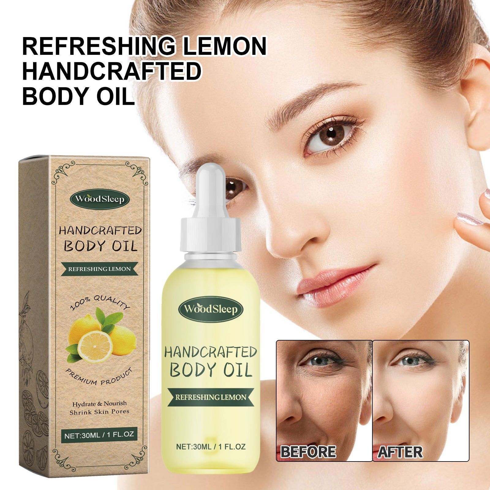 Revitalize Your Skin with Lemon Body Oil, Hydrating Brightening Body Care ,30ml