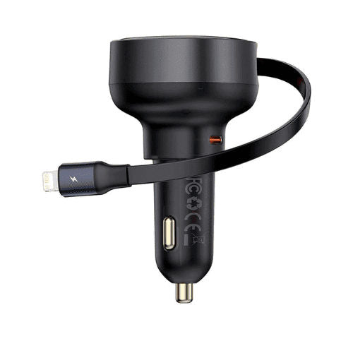 BASEUS Car Charger Retractable Lightning 55W Black