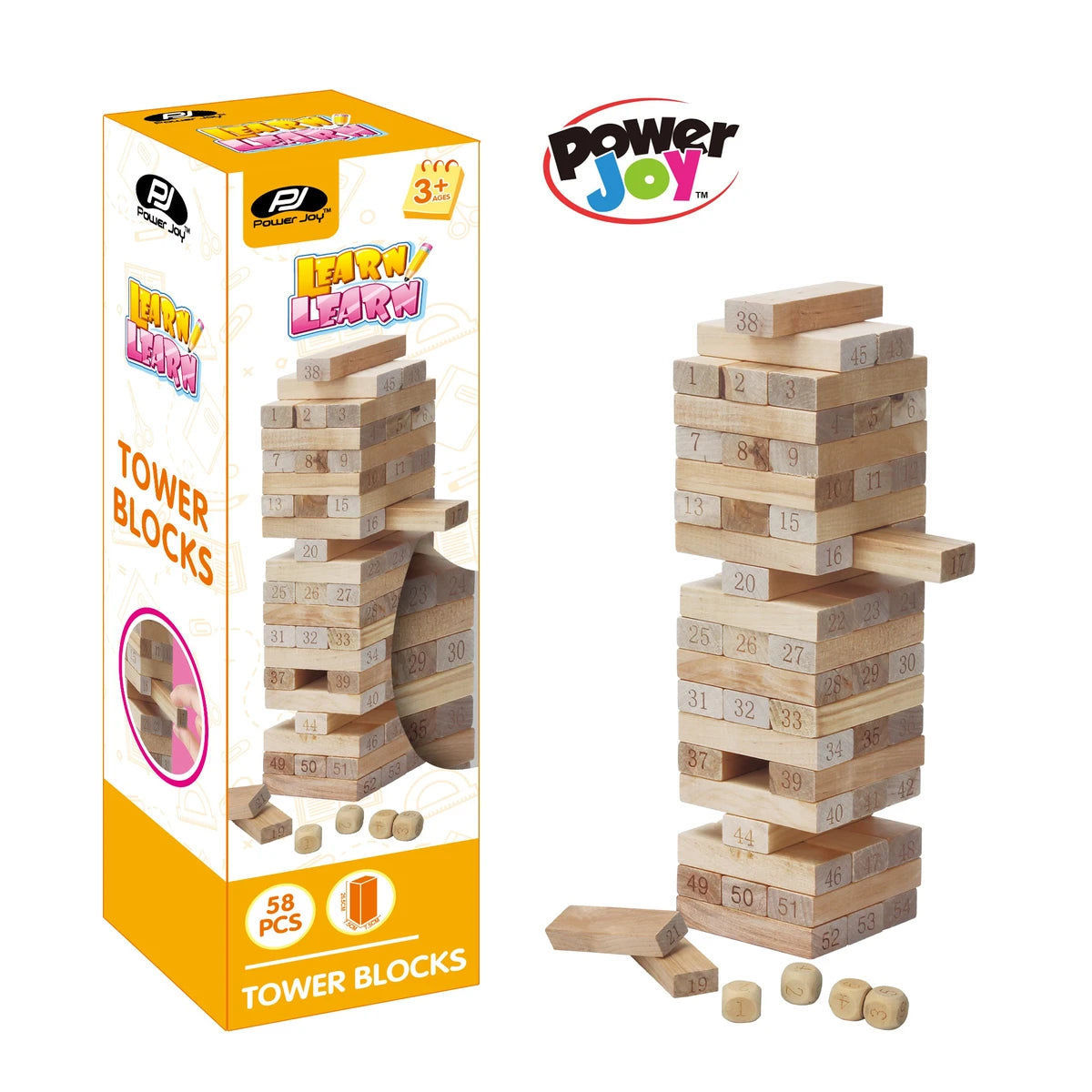 P.JOY WOODEN TOWER BLOCKS 54PCS 4DICES