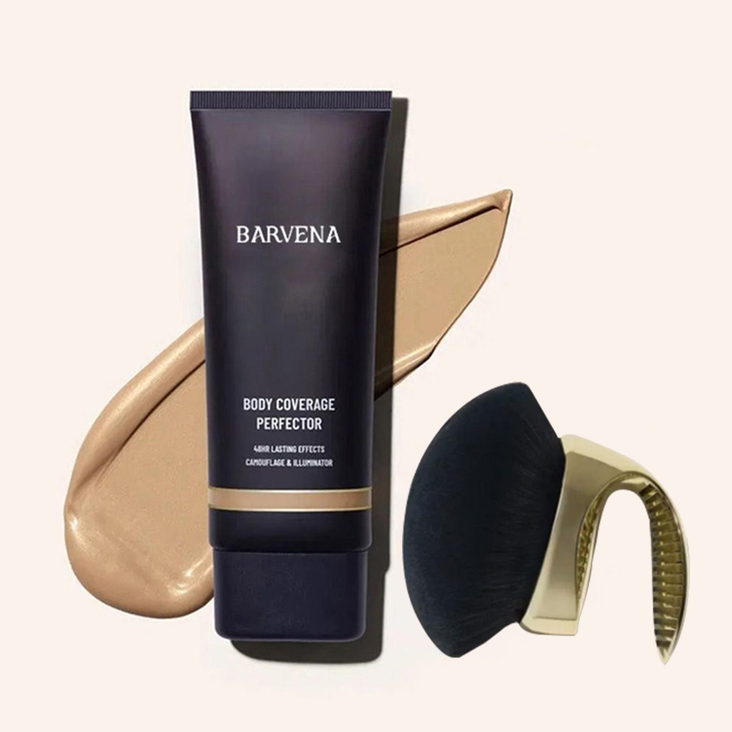 BARVENA Body Coverage Perfector, Light Radiance Body Makeup Cream with Large Golden Handle Brush, Even Skin Tone Body