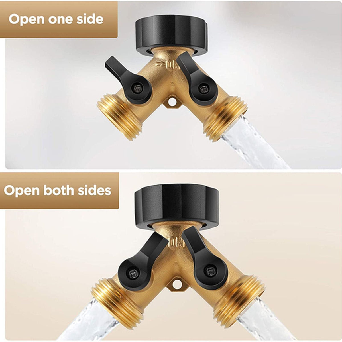 Garden Hose Splitter 2 Way Heavy Duty Brass Connector Tap Y Splitter