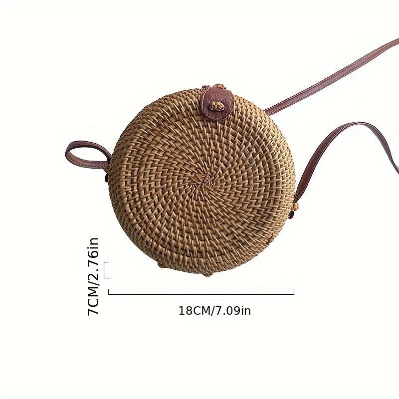 Handwoven Rattan Bag Summer Beach Crossbody Bags Woven Clutch for Women