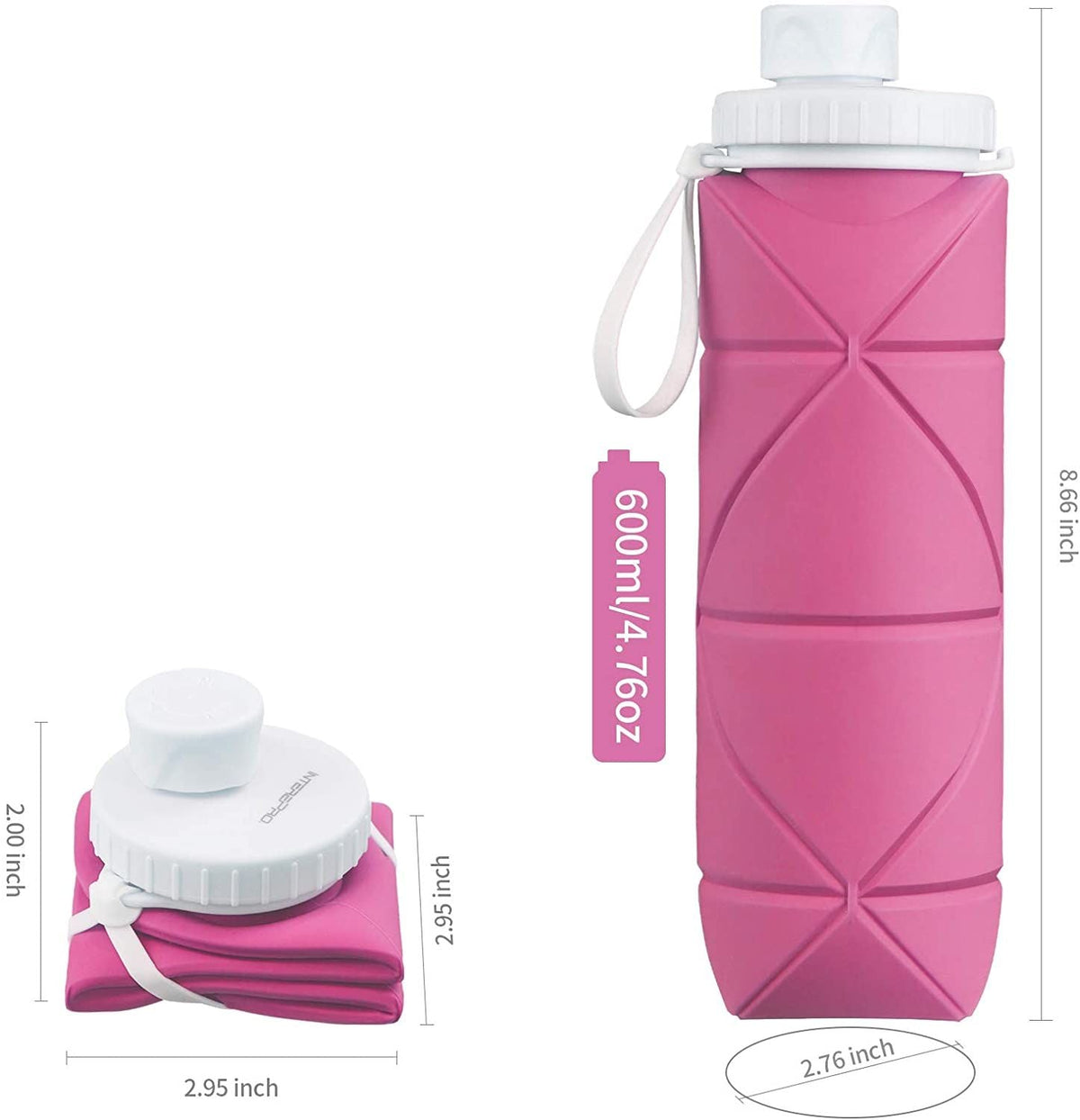 Collapsible Water Bottle Leak-Proof Heat-Resistant Travel Bottles 600ml