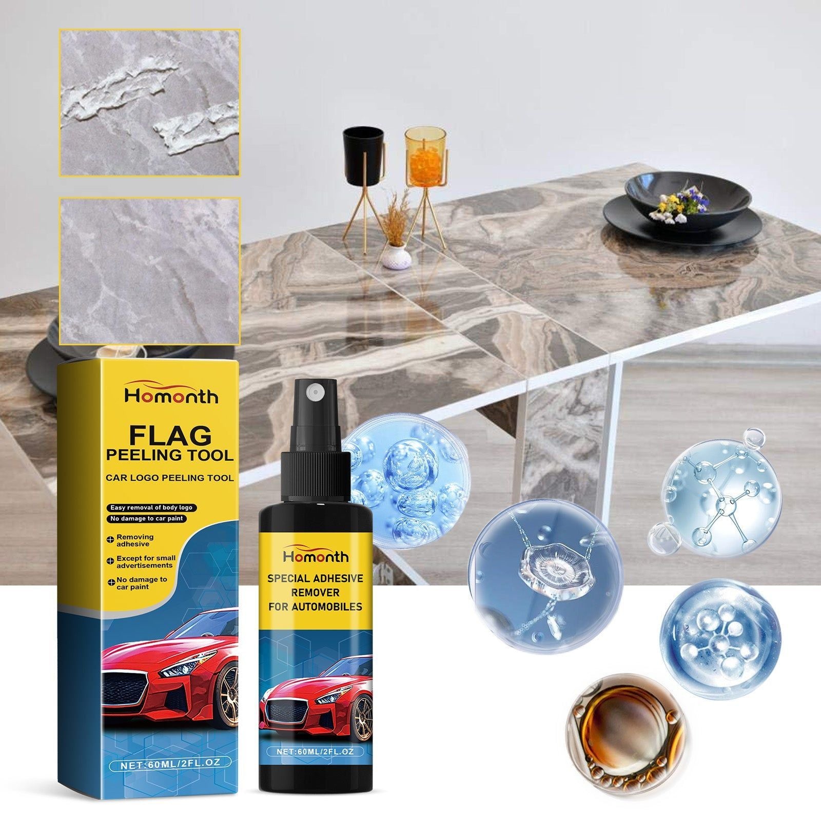 Car Sticker Remover, Fast Degumming Adhesive Remover for Car Doors Windows ,60ml