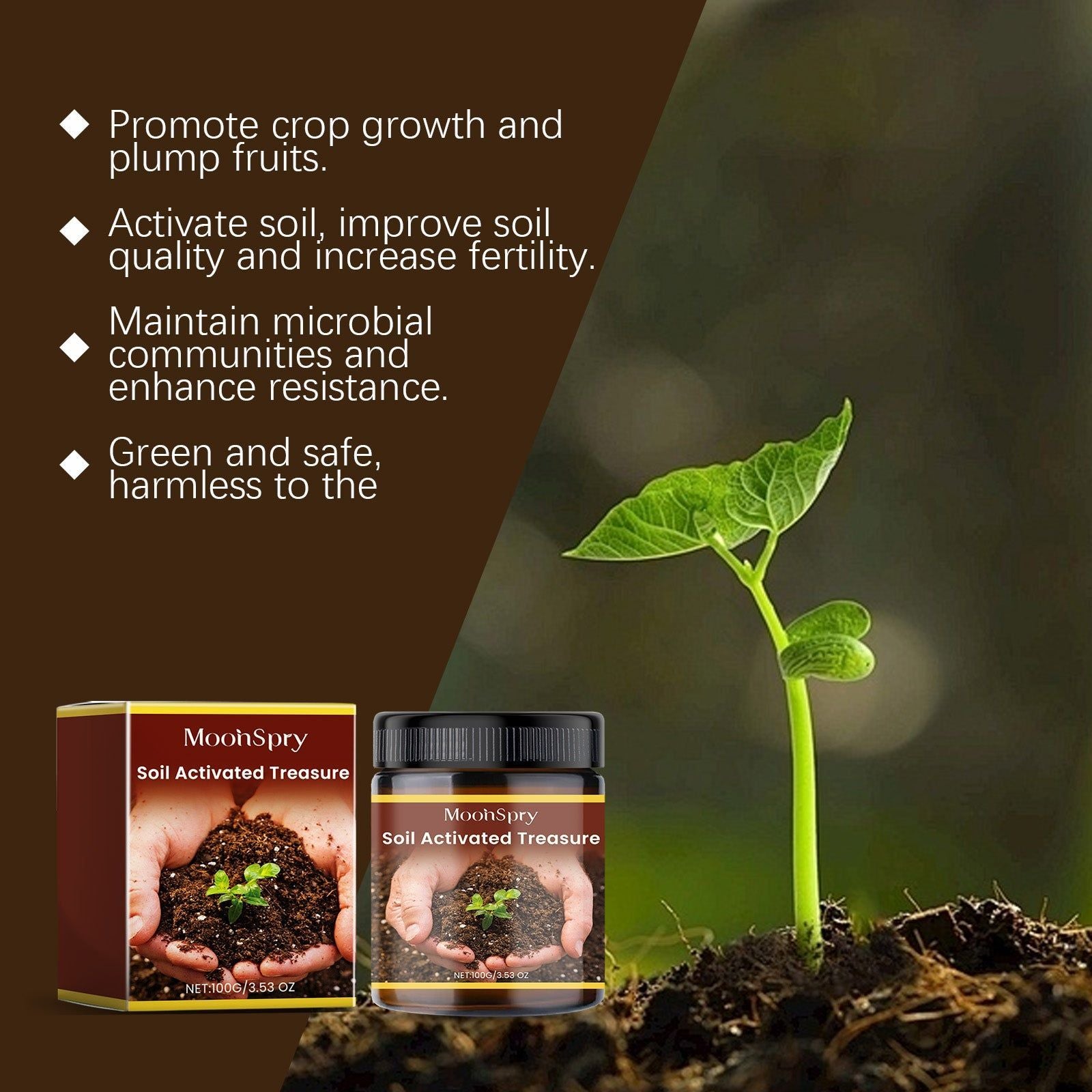 Boost Plant Growth with Soil Activator, Fast-Acting Fertilizer for Healthy Vegetables and Fruits ,100g