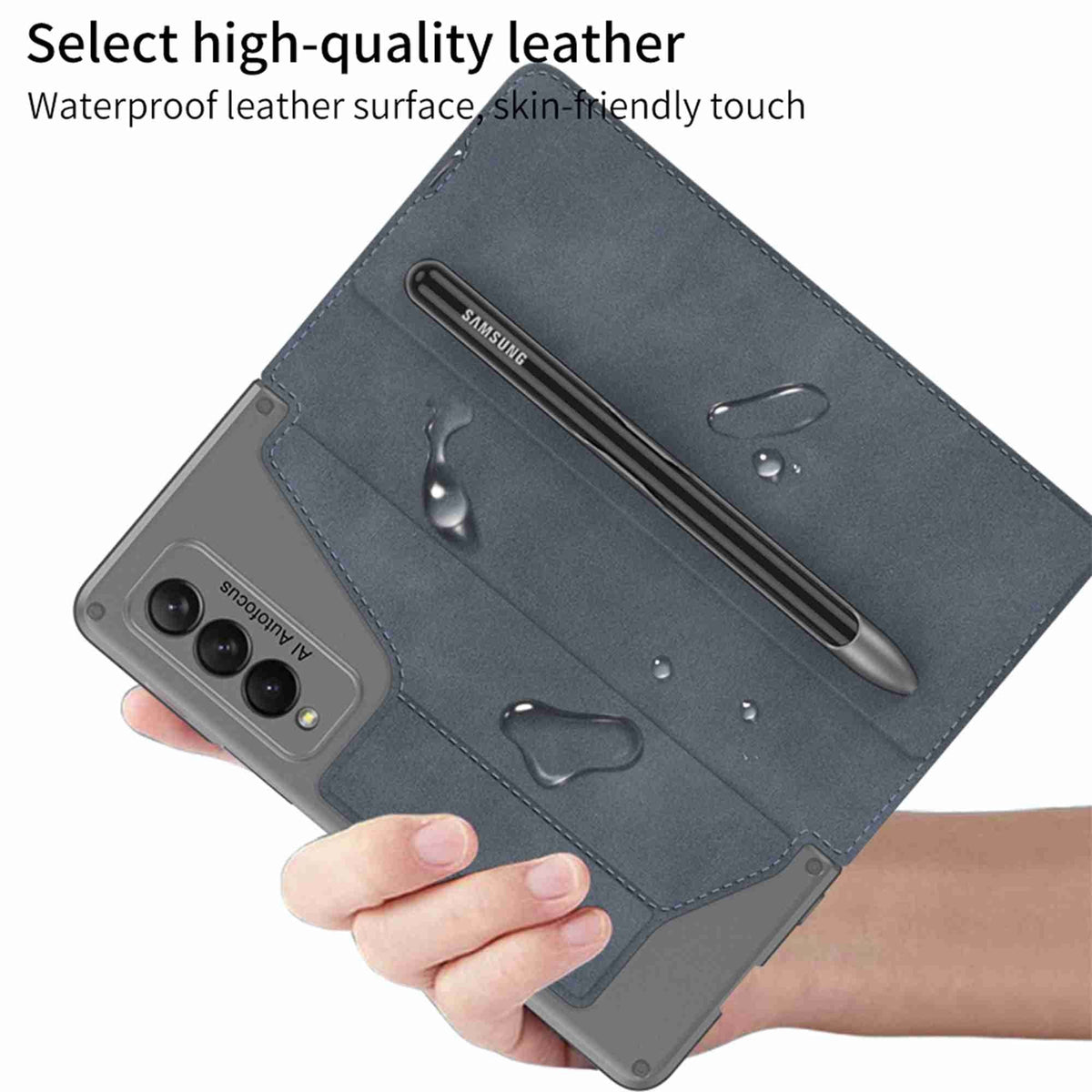Leather Wallet Case Shockproof Cover With S Pen Holder For Samsung Galaxy Z Fold 4