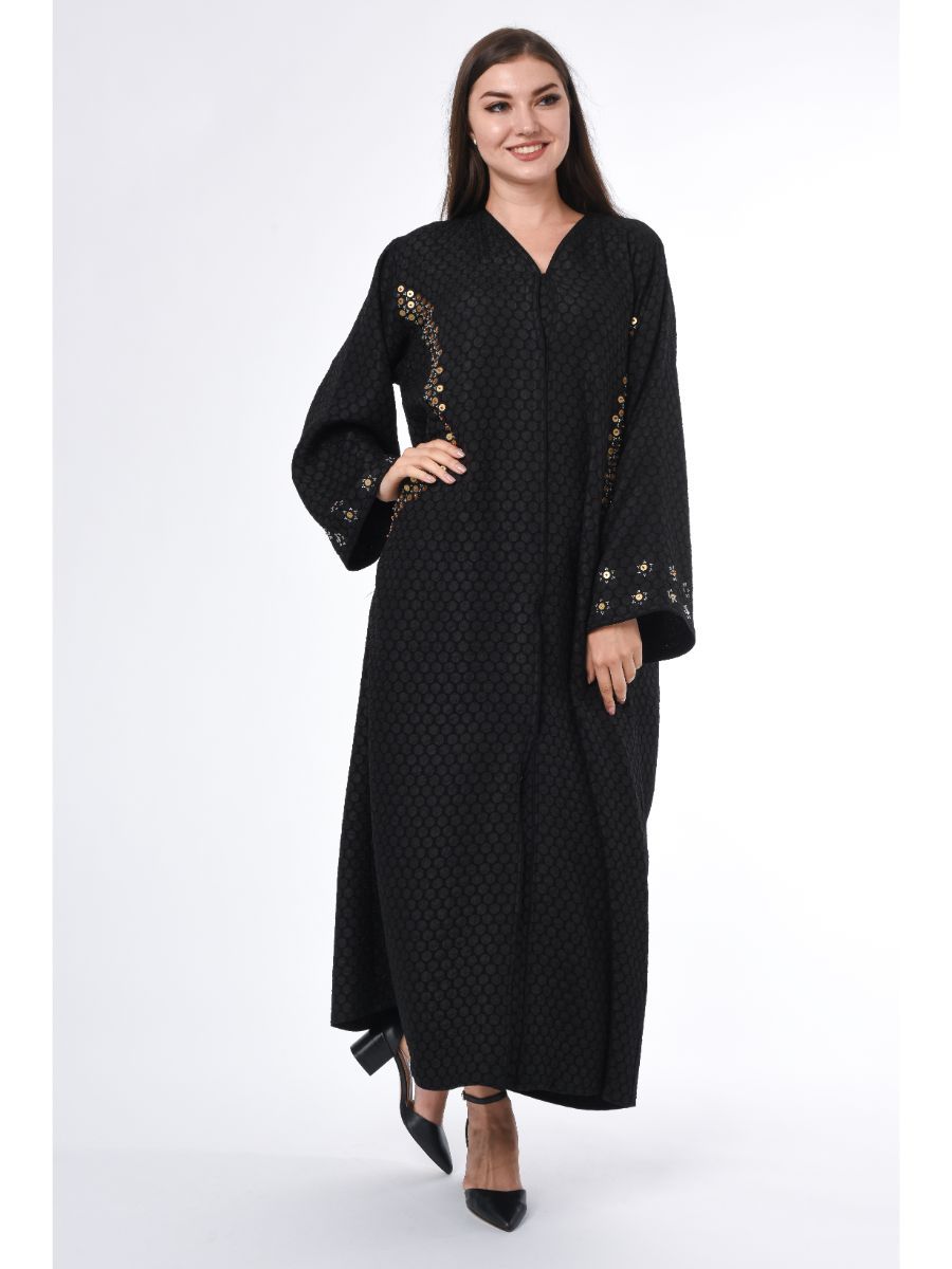 MOiSTREET Black Exotic Abaya with Hand Embroidery
