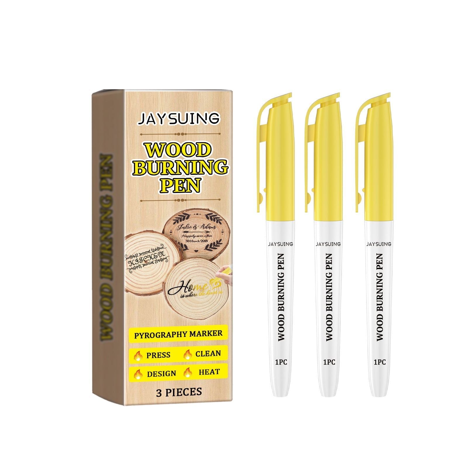 Create Stunning Wood Art with Pyrograph Marker, Easy DIY Wood Label Pen, Heat-Sensitive Wood Marker ,3 pieces