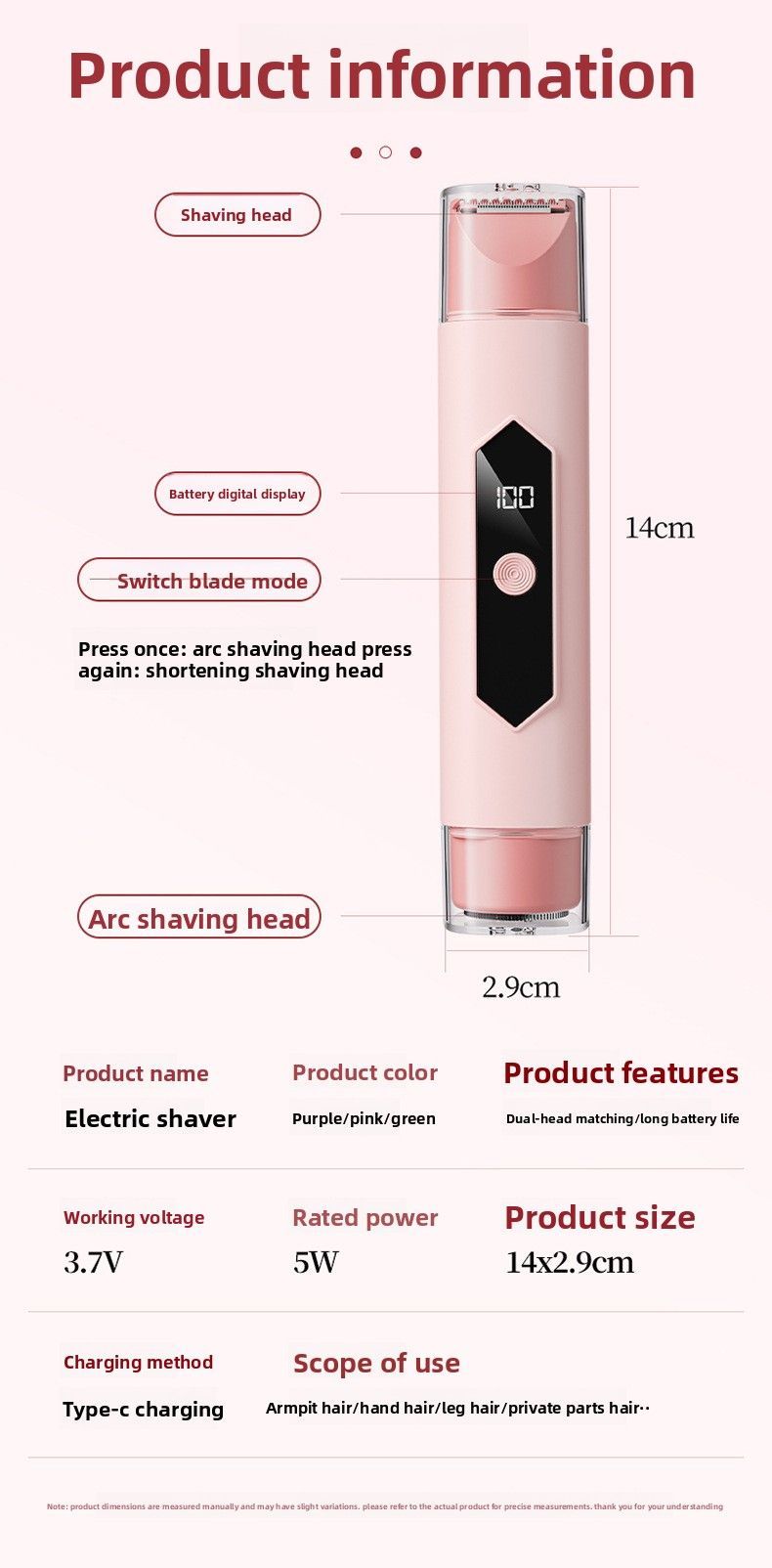 Dual-Head Women's Hair Trimmer