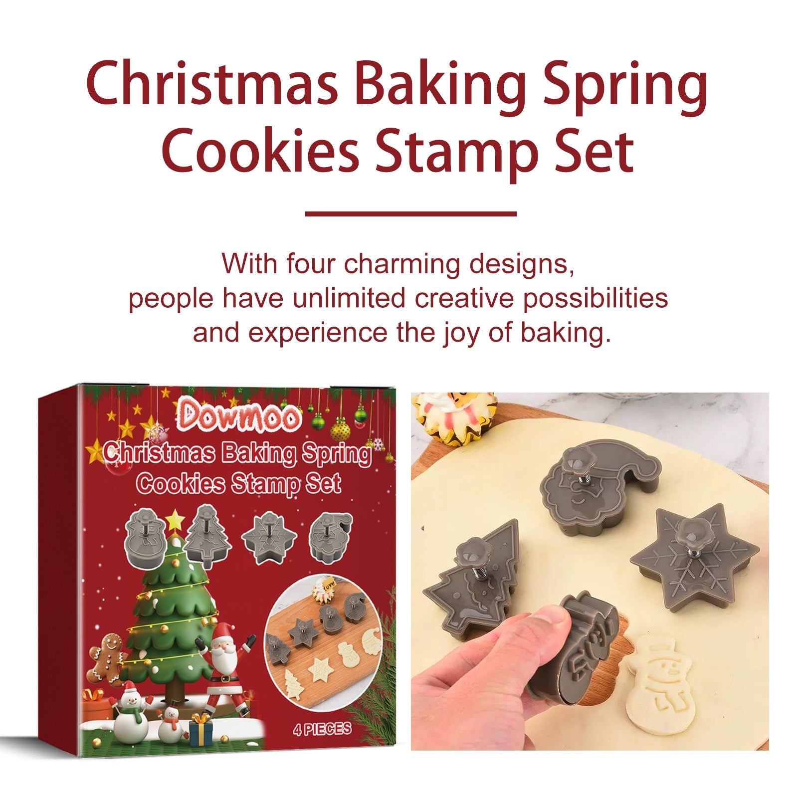 Christmas Biscuit Grinder, Spring Cookie Cutter, Festive Baking Tool, DIY Cookie Mold ,4pcs