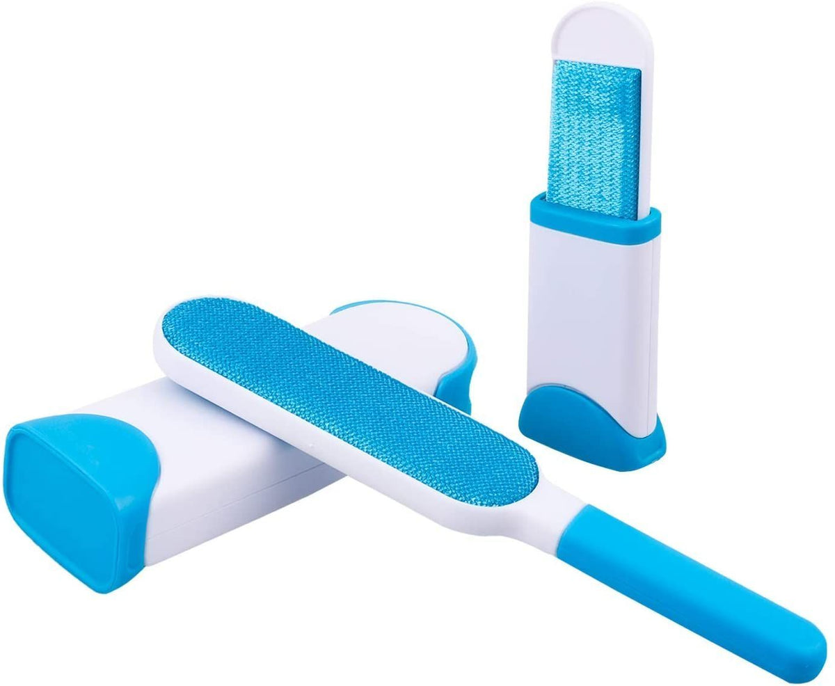 3-Piece Set Pet Hair Remover Brush  Double-Sided Fur Lint Removal Tool with Self-Cleaning Base
