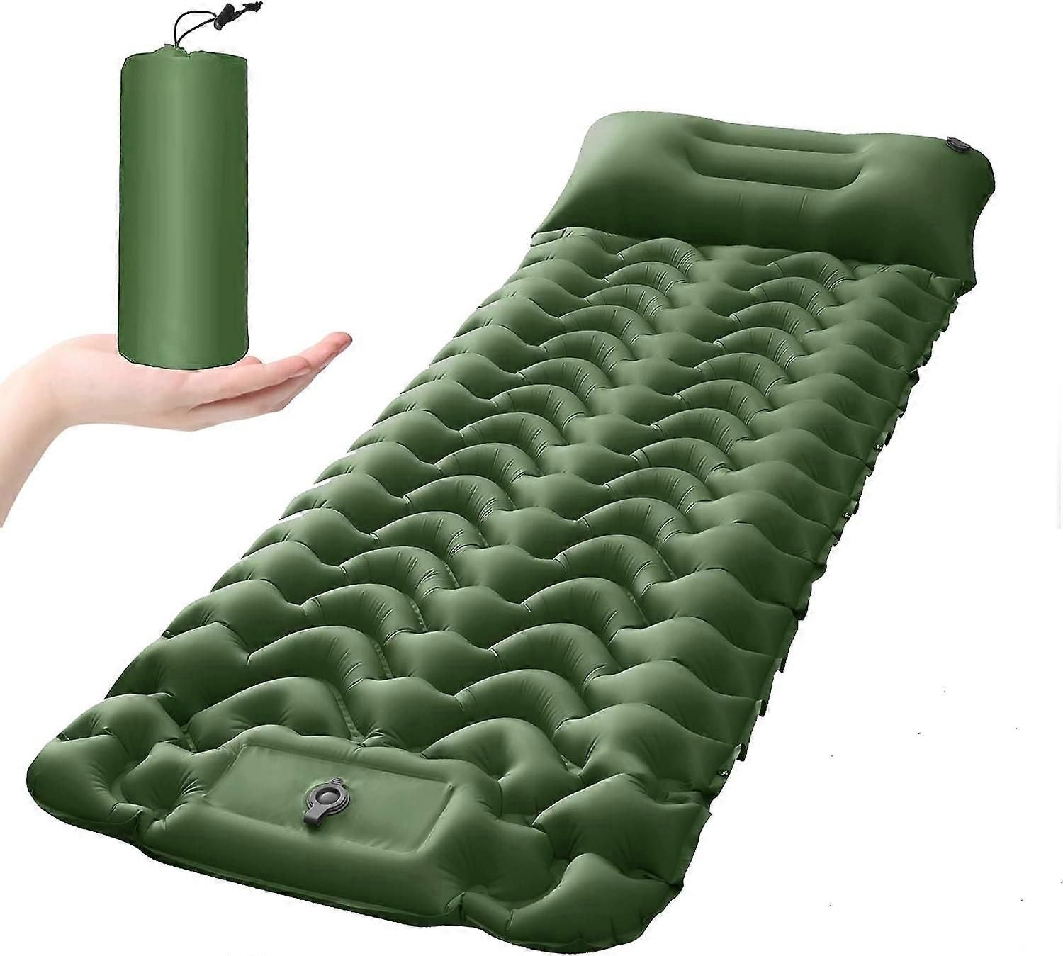 Inflatable Camping Sleeping Pad with Built In Pump Pillow
