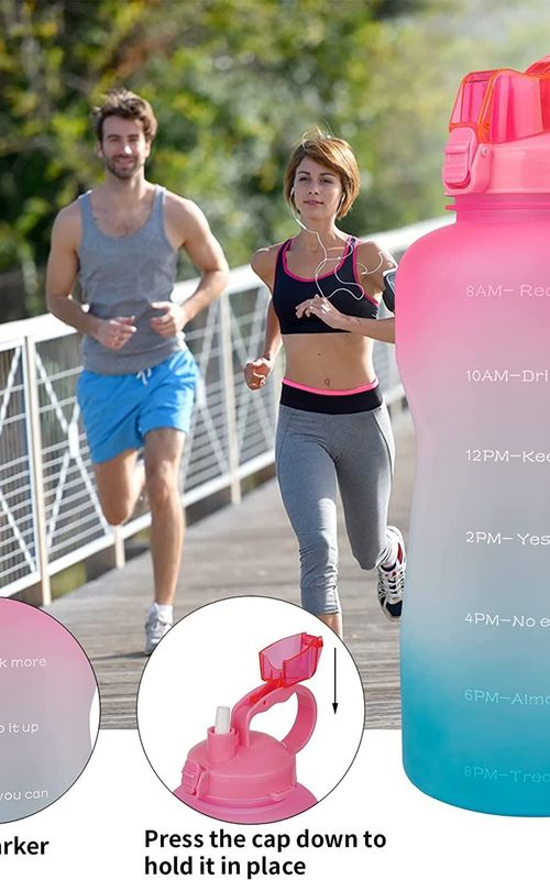 Large Capacity Water Bottle Gradient Fitness Sports Water jug With Time Marker