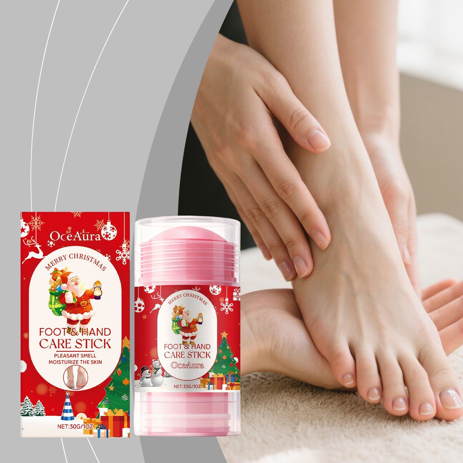 Christmas Body Care Stick, Hydrating Hand and Foot Moisturizer, Peach Flavor ,30g