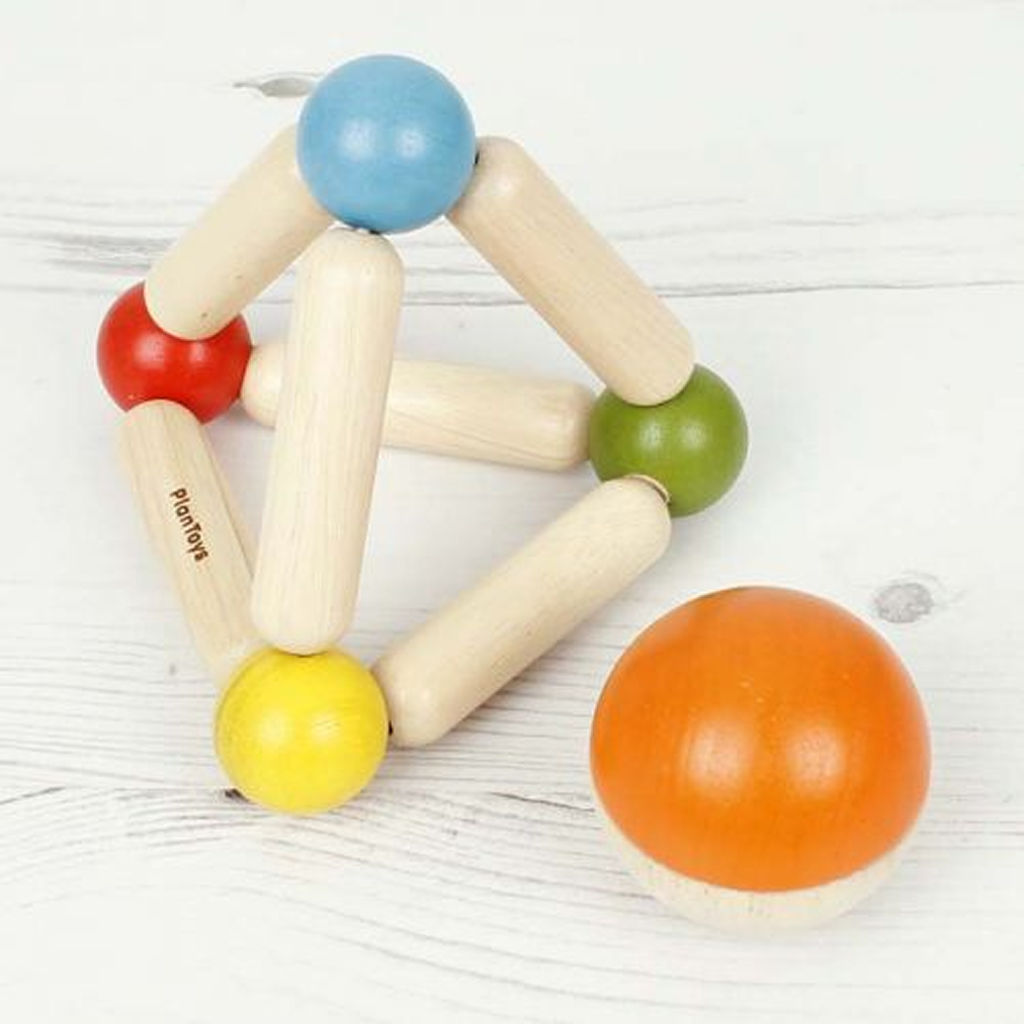 PlanToys Triangle Clutching Toy — Wooden Baby Rattle