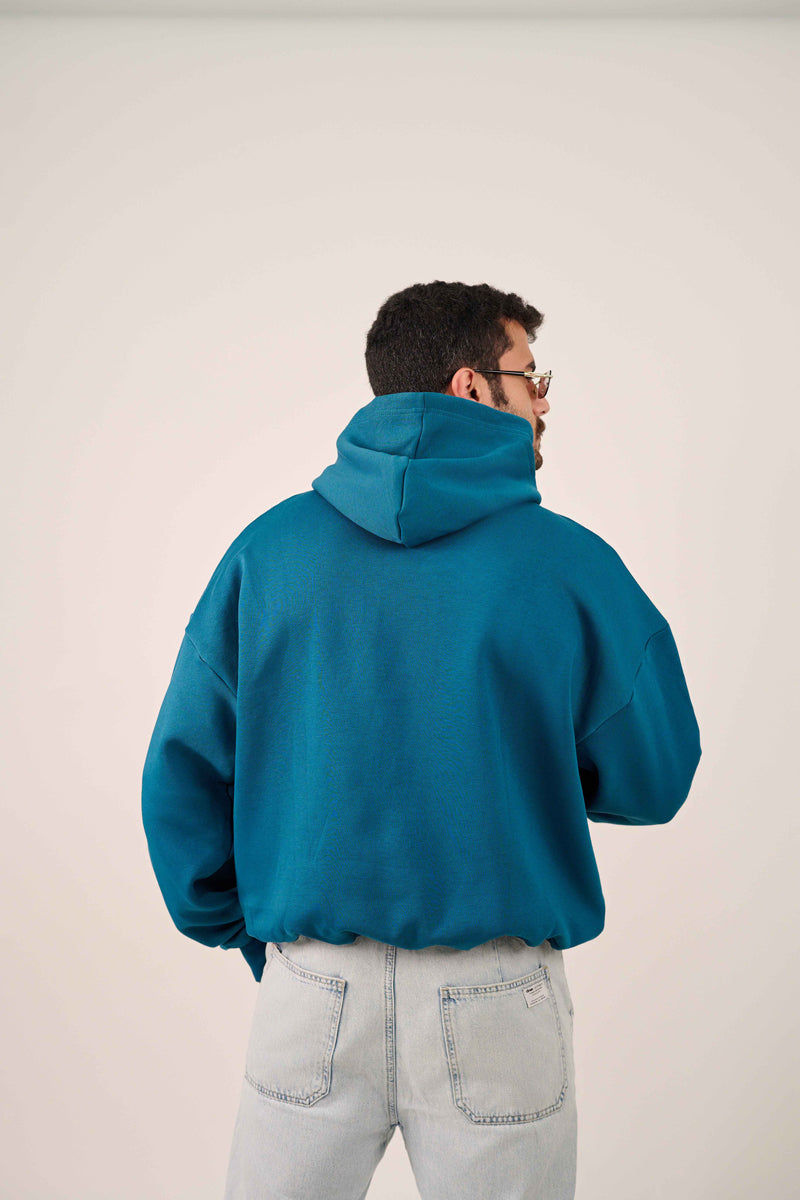 سترة مولو كلاسيكية بياقة كبيرة - أزرق مخضر