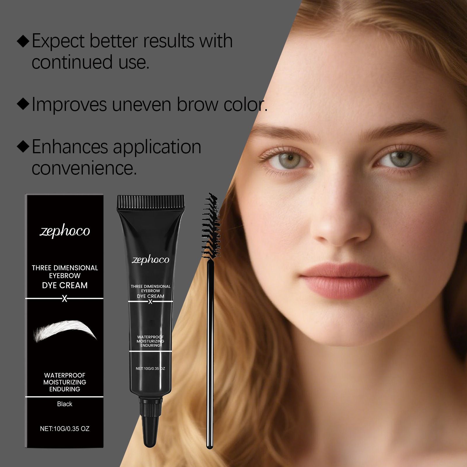 10g Black Eyebrow Pomade with Brush and Waterproof Brow Cream