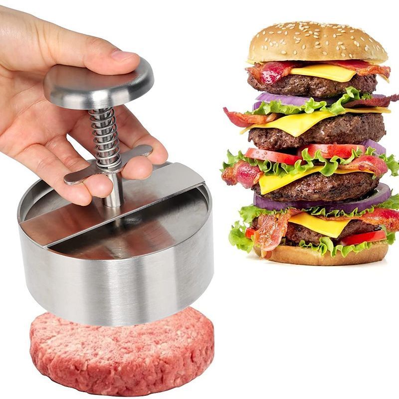 Adjustable Burger Press Non Stick Patty Maker Mold Stainless Steel Meat Press for Hamburger Beef