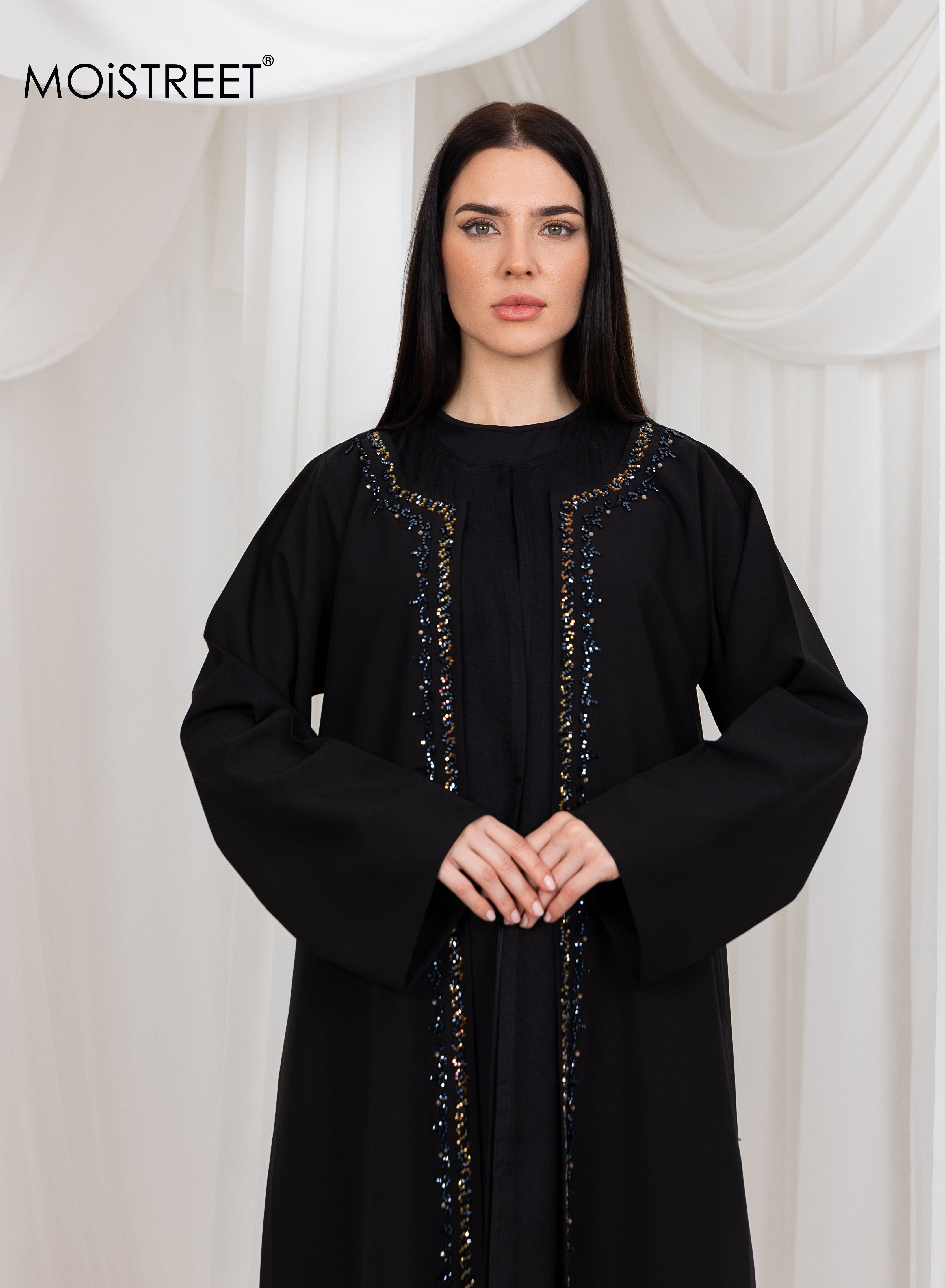 MOiSTREET Organza Embroidery Abaya