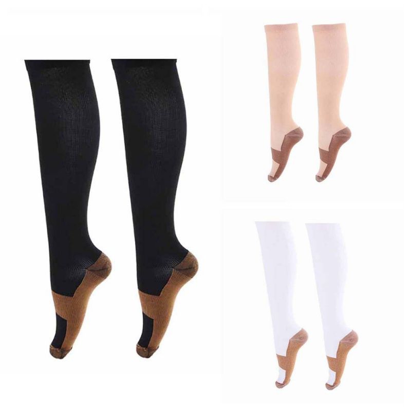 3 Pairs Long Tube Compression Socks Knee High Fitness Slim Socks Pain Relief