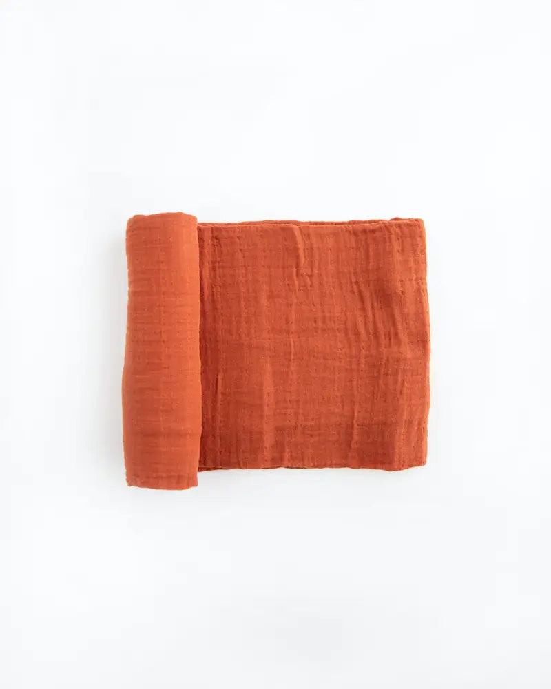 Little Unicorn - Cotton Muslin Swaddle -Rust