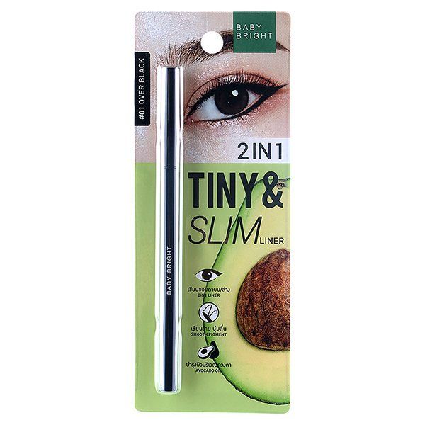 2 IN 1 TINY & SLIM LINER 0.1G BABY BRIGHT (M) #01 OVER BLACK