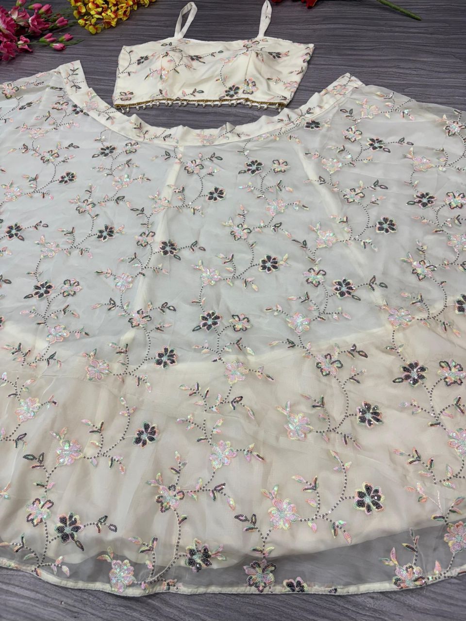 Fab Zone Beautiful Party Wear Lehenga Choli With Thread Embroidery
