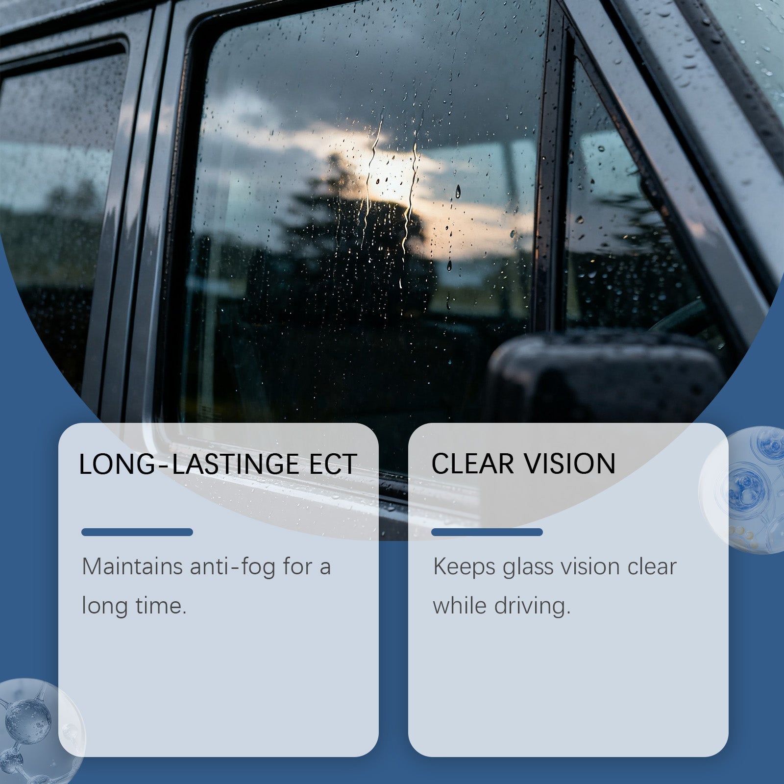 Car Care Anti-Fog Spray, Windshield Cleaner, Long-Lasting Clarity ,1set