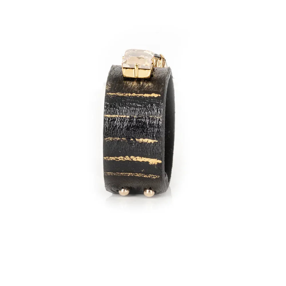 The Dark Noir Ascendant Crystal Leather Cuff