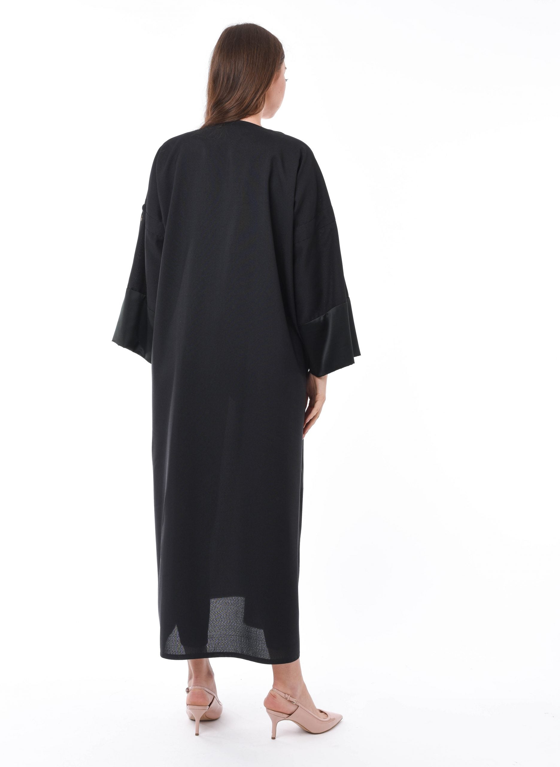 MOiSTREET Black Abaya with Pocket and Zip Detailing