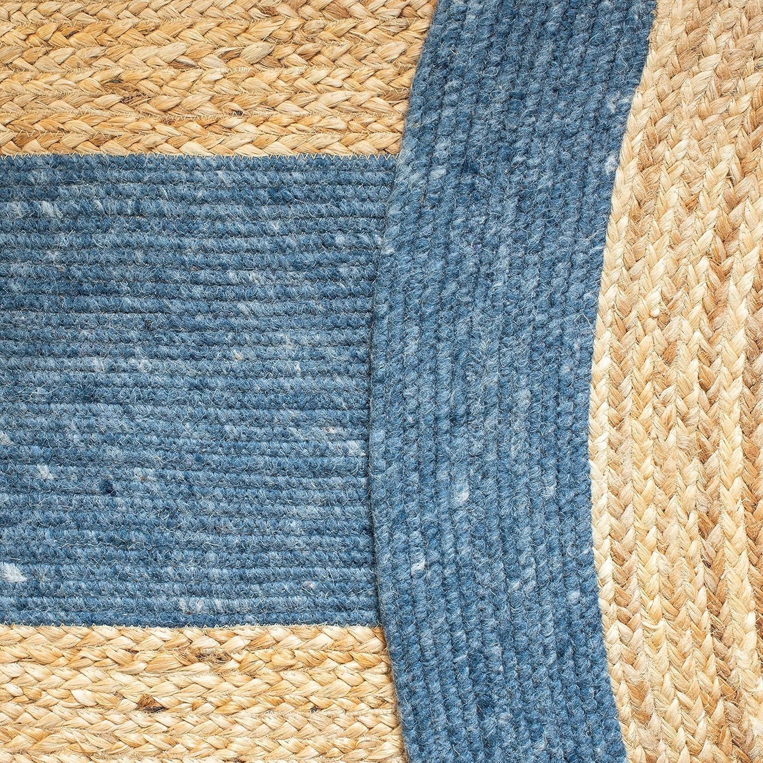 Oval Jute Rug with Contrast Border | Handmade Natural Fiber Area Rug (Multi-Color Border Options)